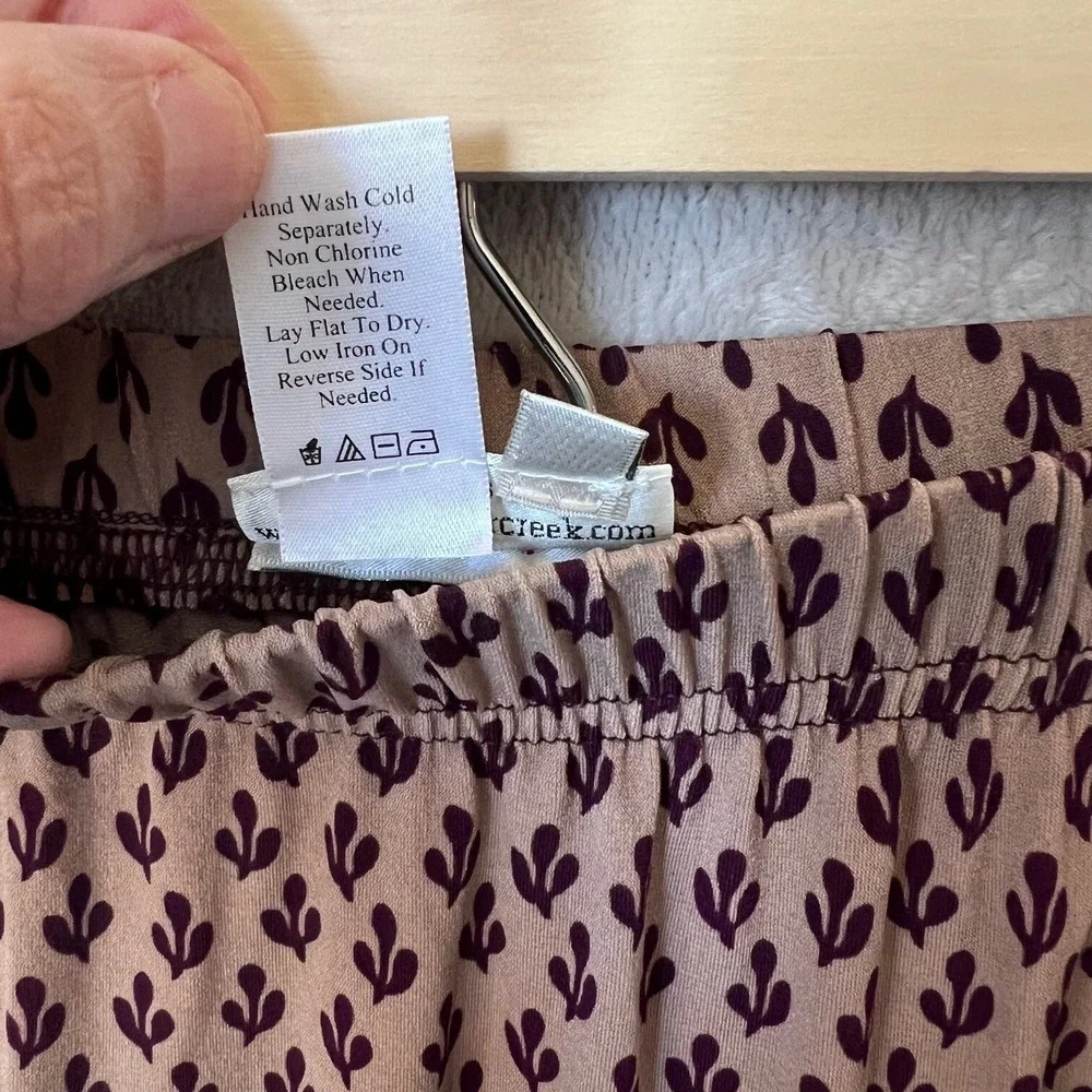 Coldwater‎ Creek Womens Maxi Skirt Sz PL Brown Purple Pull On Paisley Batik Slit
